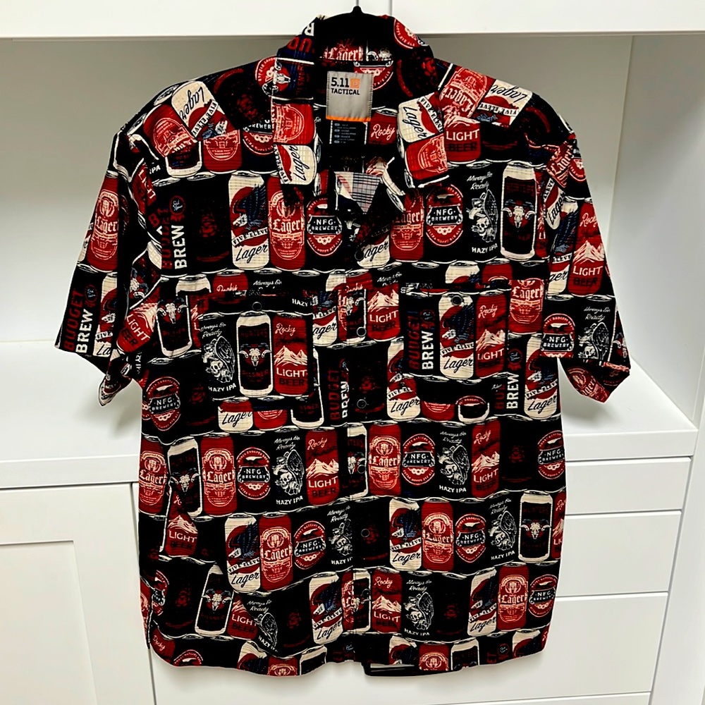 5.11 Tactical Beer theme summer snap button shirt. Like new.